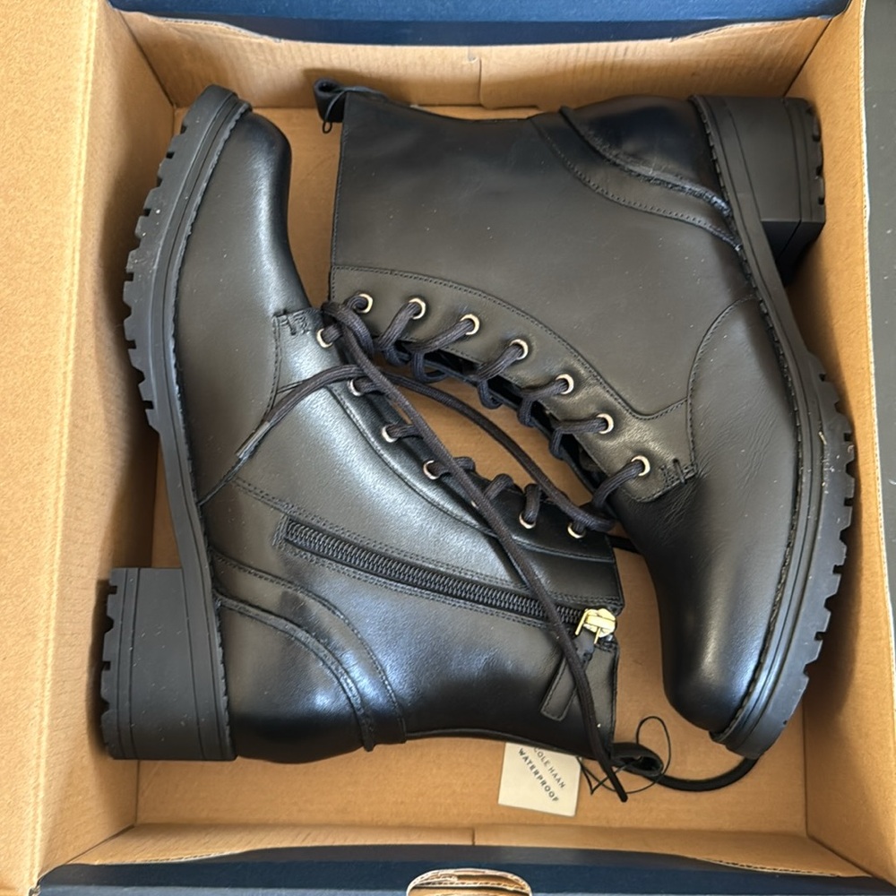 Cole Haan Camea Waterproof Leather Combat Boot NEW